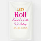 10歳の誕生日転がを楽しもう一つ名前レトロなピンク 横断幕 (縦)