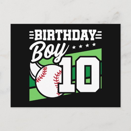 10歳の誕生日野球パーティーテーマ 男の子 ポストカード (正面)