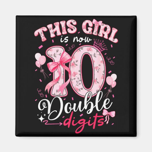 10歳の誕生日 おめでとう 双子数 コ マグネット (正面)