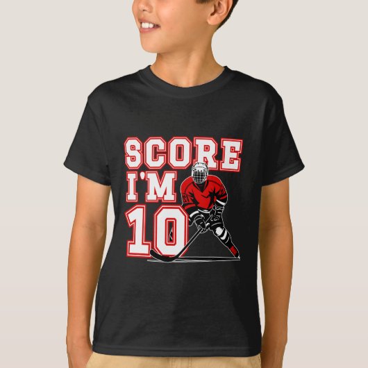 10歳の誕生日 アイスホッケー 男の子 テン年生まれ アイスホッケー Tシャツ (正面)