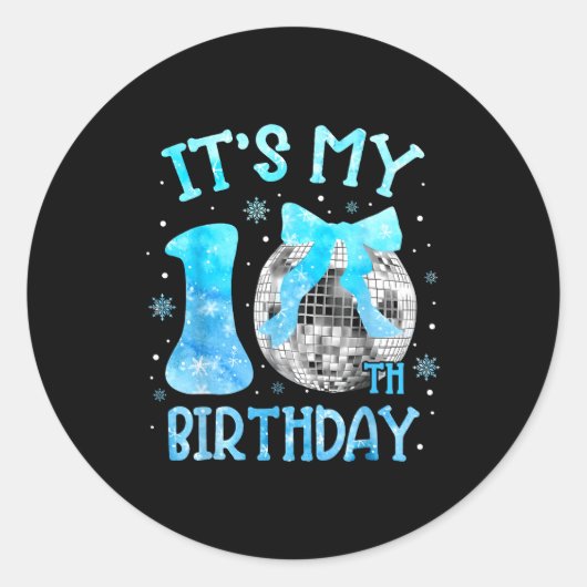 10歳の誕生日 コケットボウ ディスコ 10歳 ラウンドシール (正面)