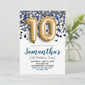 10歳の誕生日 ゴールド コンフェティ インビテーション (スタンド正面)
