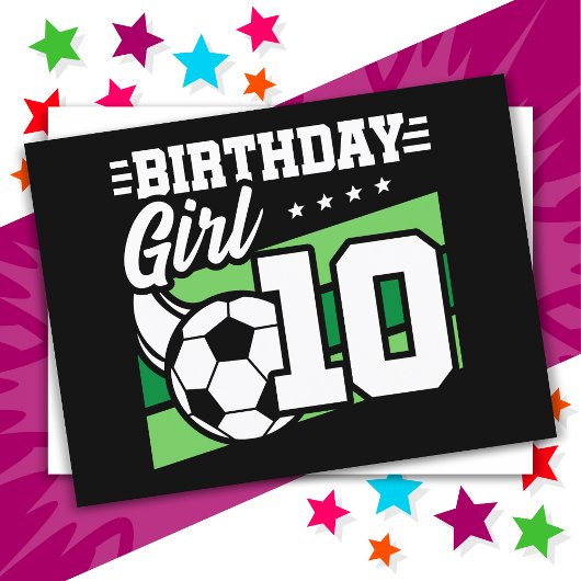 10歳の誕生日 サッカー女子 10周年 ポストカード