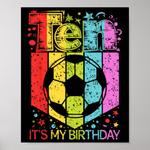 10歳の誕生日 サッカー好きな少年少女の10歳の誕生日のプレゼント ポスター