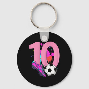 10歳の誕生日 サッカー少女 フットボール10歳 キーホルダー