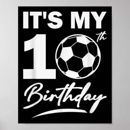 10歳の誕生日 サッカー選手 少年 パーティー 慶祝 ポスター (正面)