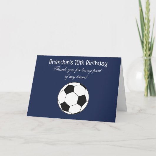 10歳の誕生日 サッカー スポーツ ボーイズ キッズ サンキューカード (正面)