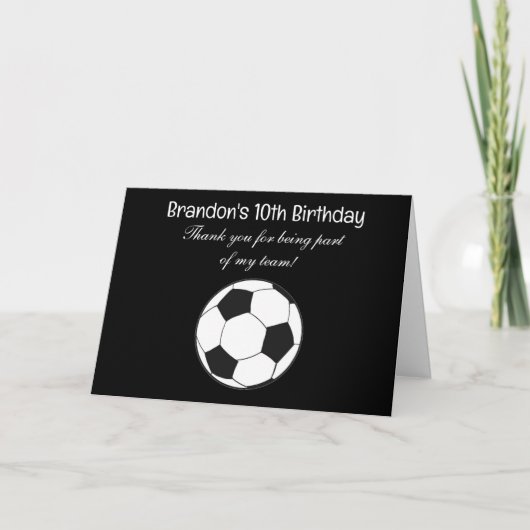 10歳の誕生日 サッカー スポーツ ボーイズ キッズ サンキューカード (正面)