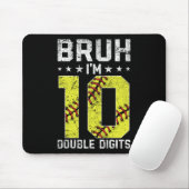 10歳の誕生日 ソフトなデザインで「Bruh I'm Double Digits 10 Yea」 マウスパッド (マウス)
