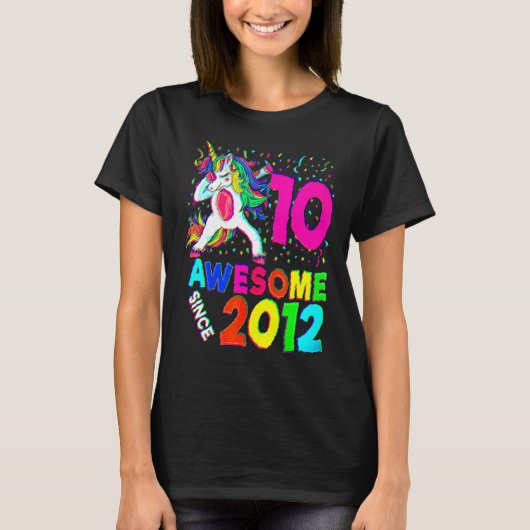 10歳の誕生日 ダビング ユニコーン パーティー 10歳 Tシャツ (正面)