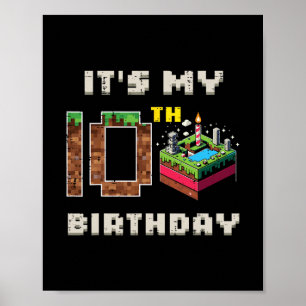 10歳の誕生日 ピクセル ゲーム ケーキ ゲーマー 男の子 キッズ ポスター