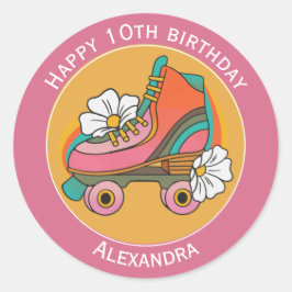 10歳の誕生日 名前 ローラースケート かわいい ピンク ステッカー
