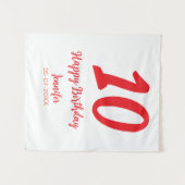 10歳の誕生日 名前 日付 年 赤 テンプレート タペストリー (正面(横))