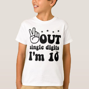 10歳の誕生日、平和独身のアウトデジット私は10歳 Tシャツ