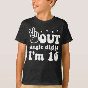 10歳の誕生日、平和独身のアウトデジット私は10歳 Tシャツ