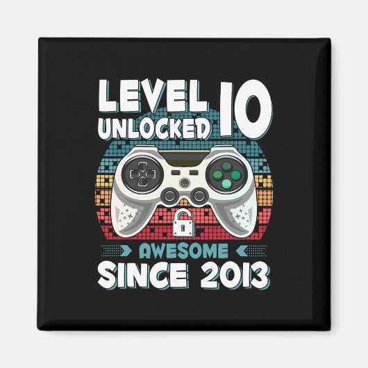 10歳の誕生日+息子+少年+楽しい+ゲーマー+10歳+10歳の子供 マグネット (正面)