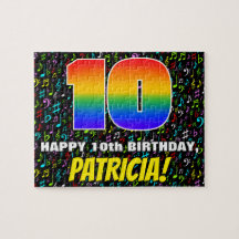 10歳の誕生日 — 楽しい、カラフルな音楽記号と「10」