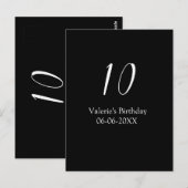 10歳の誕生日 白 黒 名前 日付 書道 ポストカード (正面/裏面)