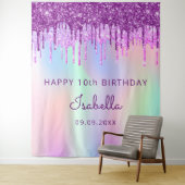 10歳の誕生日 紫 ピンク グリッター ホログラフィック タペストリー (インサイチュ)