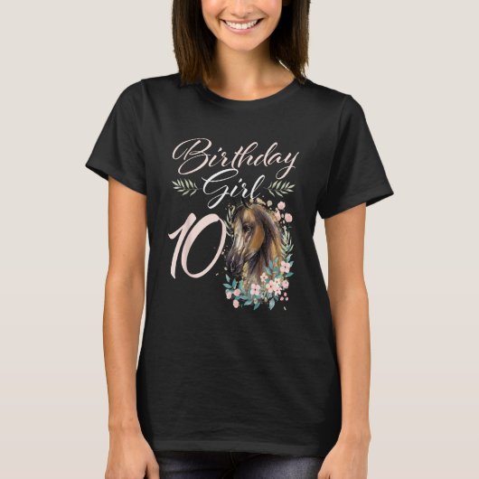10歳の誕生日 馬が好きな女の子 10歳の誕生日 Tシャツ (正面)