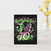 10歳の誕生日 魔女 ピンクとグリーン 10歳の誕生日おめでとう カード (黄色い花)