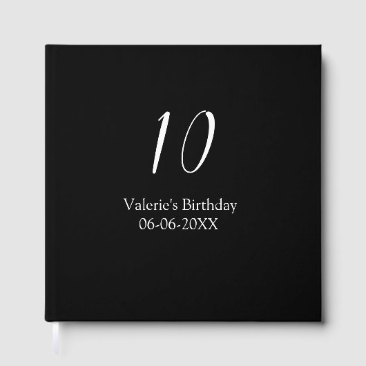 10歳の誕生日 黒 白 名前 日付 書道  ゲストブック (正面)