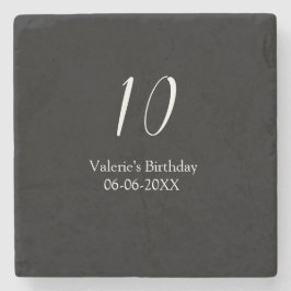 10歳の誕生日 黒 白 名前 日付 書道 ストーンコースター