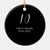 10歳の誕生日 黒 白 名前 日付 書道 セラミックオーナメント (裏面)