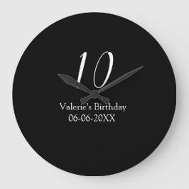 10歳の誕生日 黒 白 名前 日付 書道 ラージ壁時計