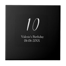 10歳の誕生日 黒 白 名前 筆文字 タイル