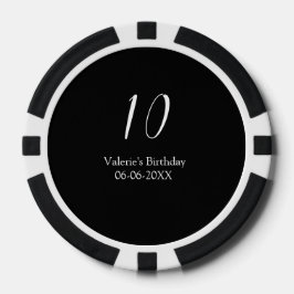 10歳の誕生日 黒 白 名前 筆文字 ポーカーチップ