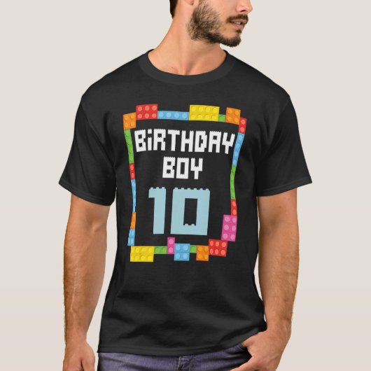 10歳の誕生日Boy master builder 10歳のブロック Tシャツ (正面)