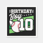 10歳の野球パーティーテーマ10誕生日少年 スタンダードカクテルナプキン (正面)