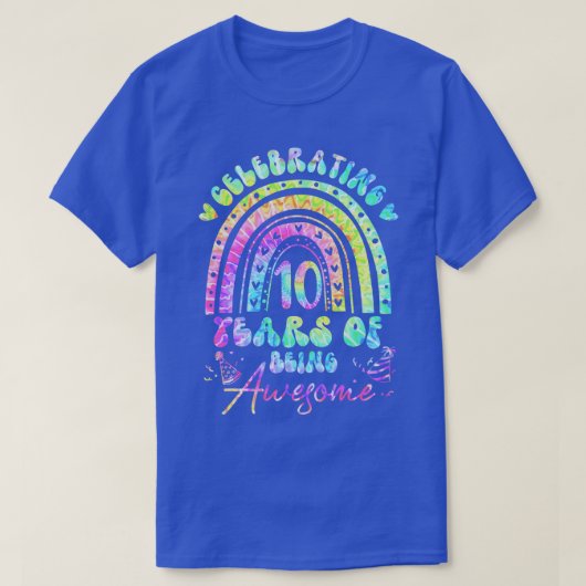 10歳の10素晴らし歳の誕生日ガールタイD Tシャツ (デザイン正面)