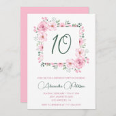 10歳エレガント招待状フローラピンク 招待状 (正面/裏面)
