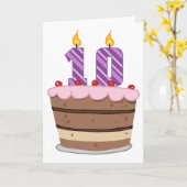 10歳オンお誕生日ケーキ カード (黄色い花)