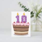10歳オンお誕生日ケーキ ポストカード (スタンド正面)