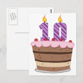 10歳オンお誕生日ケーキ ポストカード (正面/裏面)