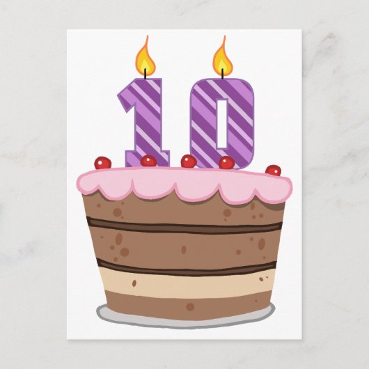 10歳オンお誕生日ケーキ ポストカード (正面)