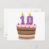 10歳オンお誕生日ケーキ ポストカード (正面/裏面)
