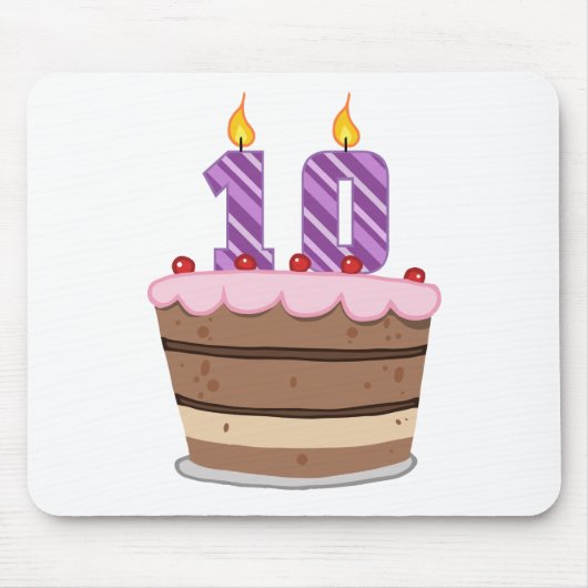 10歳オンお誕生日ケーキ マウスパッド (正面)