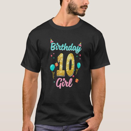 10歳ギフト幸せ10誕生日女の子おもしろいP Tシャツ (正面)