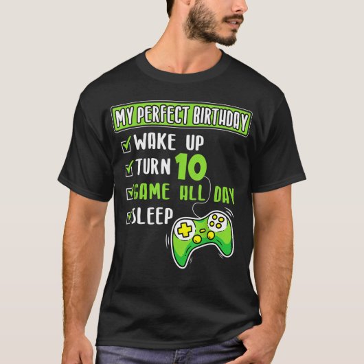 10歳ゲーマーボーイ10thパーフェクト誕生日 tシャツ (正面)