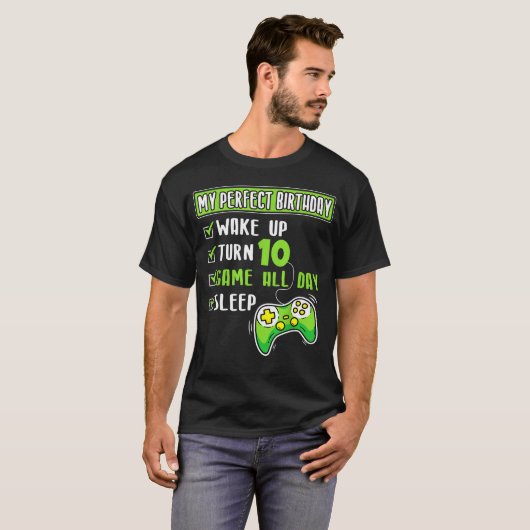 10歳ゲーマーボーイ10thパーフェクト誕生日 tシャツ (正面フル)