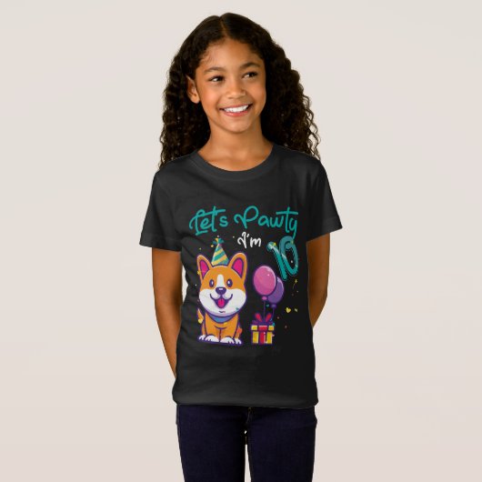 10歳コルギドッグ恋人10誕生日 Tシャツ (正面フル)