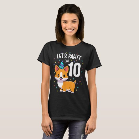 10歳コルギドッグ恋人10th誕生日パーティーO Tシャツ (正面フル)
