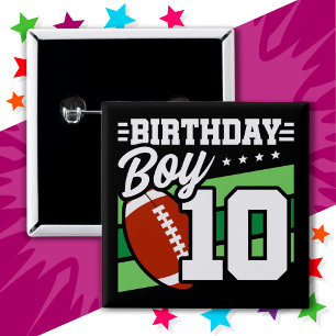 10歳サッカーパーティーテーマ10誕生日少年 缶バッジ