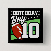10歳サッカーパーティーテーマ10誕生日少年 缶バッジ (正面)