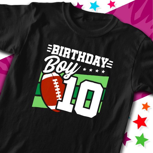 10歳サッカーパーティーテーマ10誕生日少年 Tシャツ