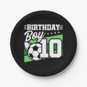 10歳サッカー少年サッカー10誕生日少年 ペーパープレート (正面)